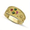 1Pc Fashionable Double Palace Ring Inlaid with Colored Synthetic Zircon