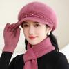 Knitted Hat Women's Fashion with Plush Windproof Duck Tongue Knitted Hat Middle Aged and Elderly Grandma Hat