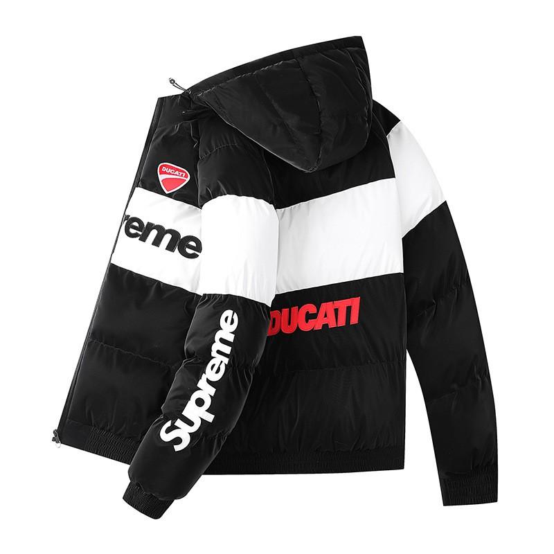 Womens Waterproof PU Cotton Jacket Winter Warm Loose Fit Street Style Riding Coat