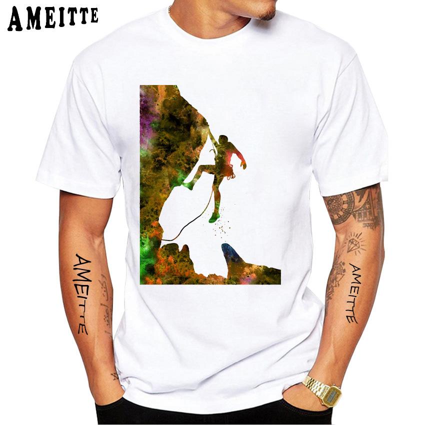 Rock Climbing Climber Funny 3d Print Classic Men T-Shirt New Men Short Sleeve Summer Sport White Casual Tees Hip Hop Tops