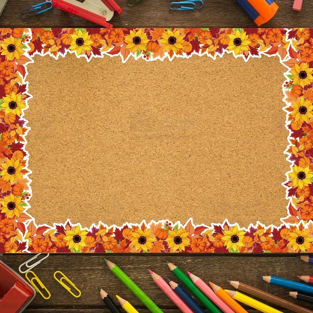 Colorful Bow Border Decorative Sticker Flower DIY Poster Border Stickers Self-Adhesive Black Board Decorative Stickers