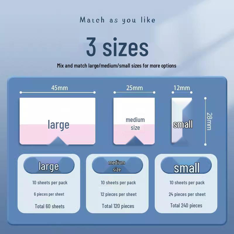 Morandi Color Transparent Sticky Note Strips - Writable Index Tab Labels for Students