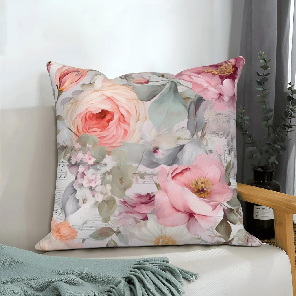 Pink Floral Home Decor Spring Flower Pillowcase Living Room Wedding Pillowcase Sofa Square Cushion Cover