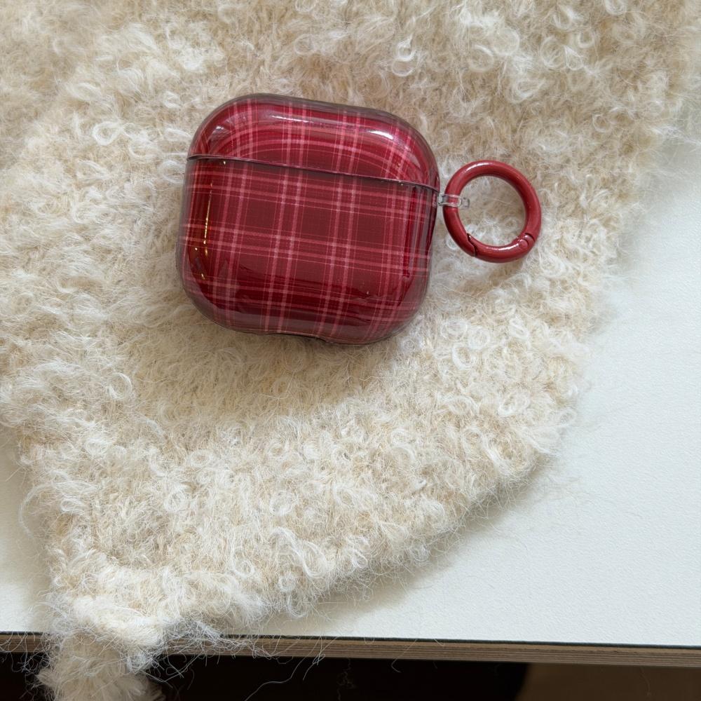 Nische rotes Karomuster halbtransparent AirPods 4. Generation Ohrhörerhülle das neue Modell ist geeignet für Apple 2. Generation AirPods 3. Generation Schutz