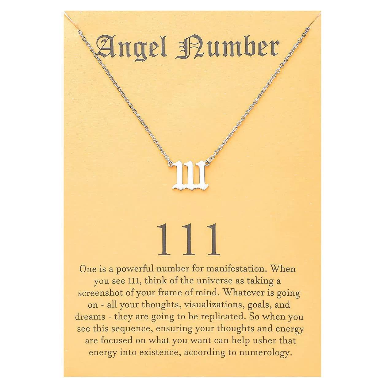 

Stainless Steel Angel Number Necklace For Women 111 222 333 444 555 666 777 888 999 Pendant Chain Female Party Jewelry With Card