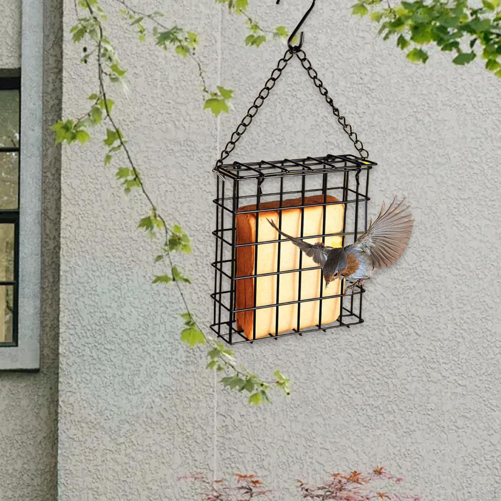 

Bird Suet Cake Feeder Outdoor Hanging Sturdy Decor with Chain Square Garden Cage Holder for