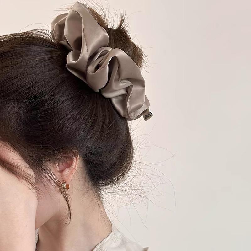 Large Scrunchies Satin Fabric Solid Color Hair Tie Elastic Hair Band Ponytail Holder Elegant Women Hair Accessories