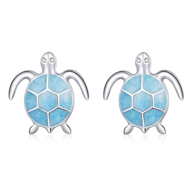 WOSTU 100% 925 Sterling Silver Animals Sea Bee Flamingo Unicorn Opal Stud Earrings For Women Wedding Fashion Anniversary Jewelry