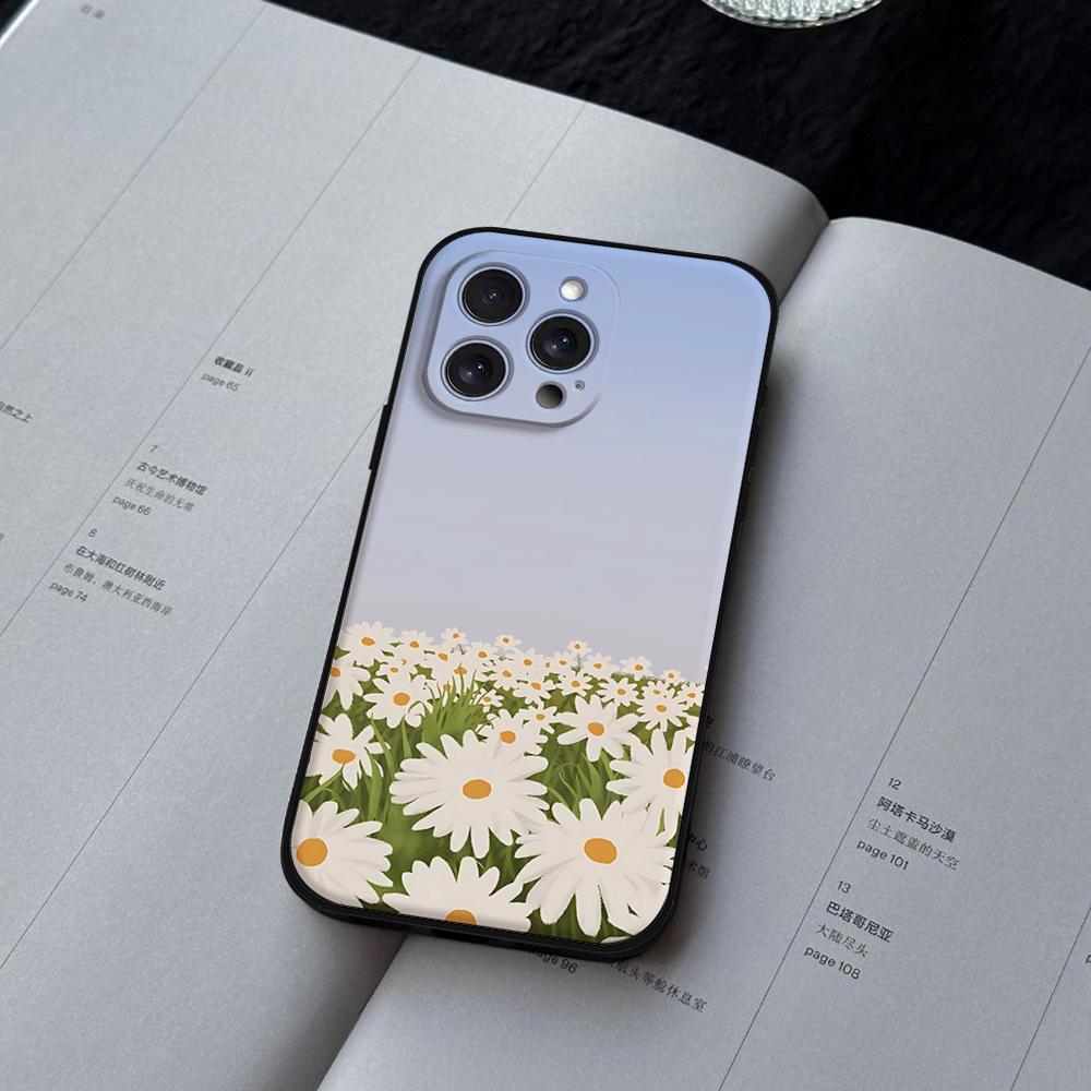 Daisy Phone Case For IPhone 16,15,14,13,12,11,XS,XR,X,8,7,Pro,Max,Plus,mini Silicone Black Cover