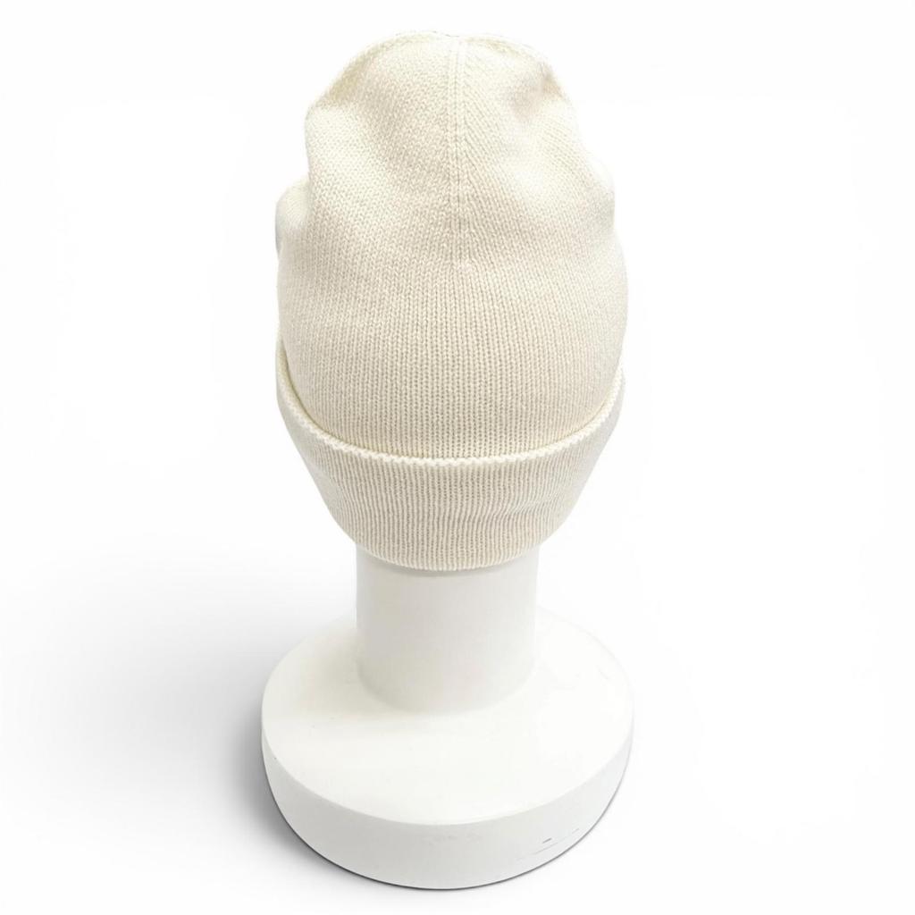 Great CHANEL Knit cap COCO Mark Heart Rhinestone Knit Hat white cashmere Women Used
