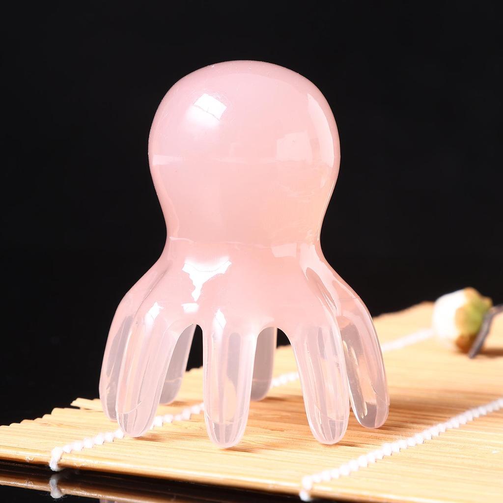 Pink Octopus Portable Scalp Massager Comb with Wide-Tooth Gua Sha Design