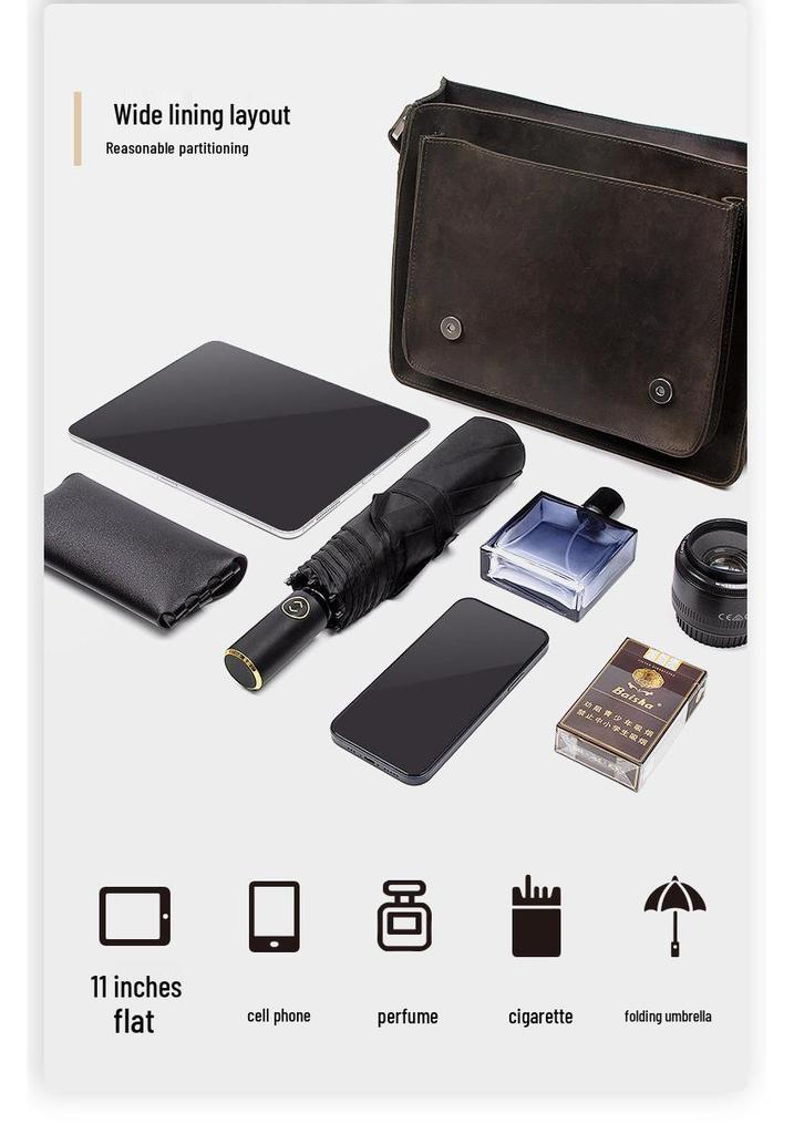 Herren Echtleder Umhängetasche, Oberste Schicht Rindsleder, Crazy Horse Leder, Lässiger Stil