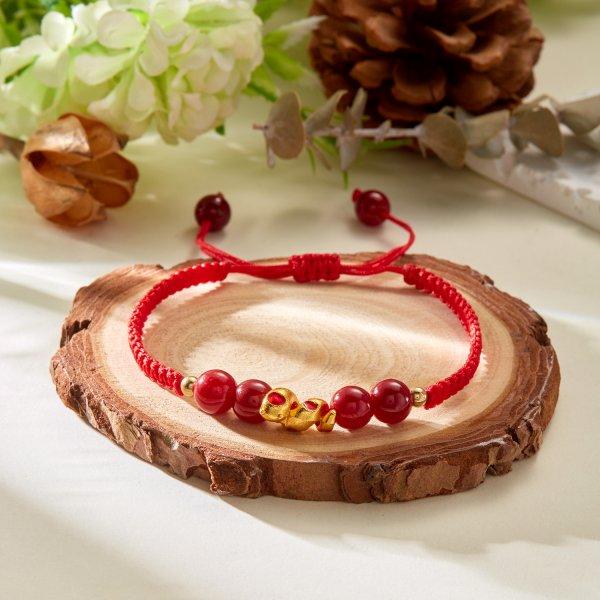

Lucky Cute Gold Color Beads Zodiac Bracelet for Women Плетений браслет дружби Новорічні ювелірні вироби ручної роботи Регульований