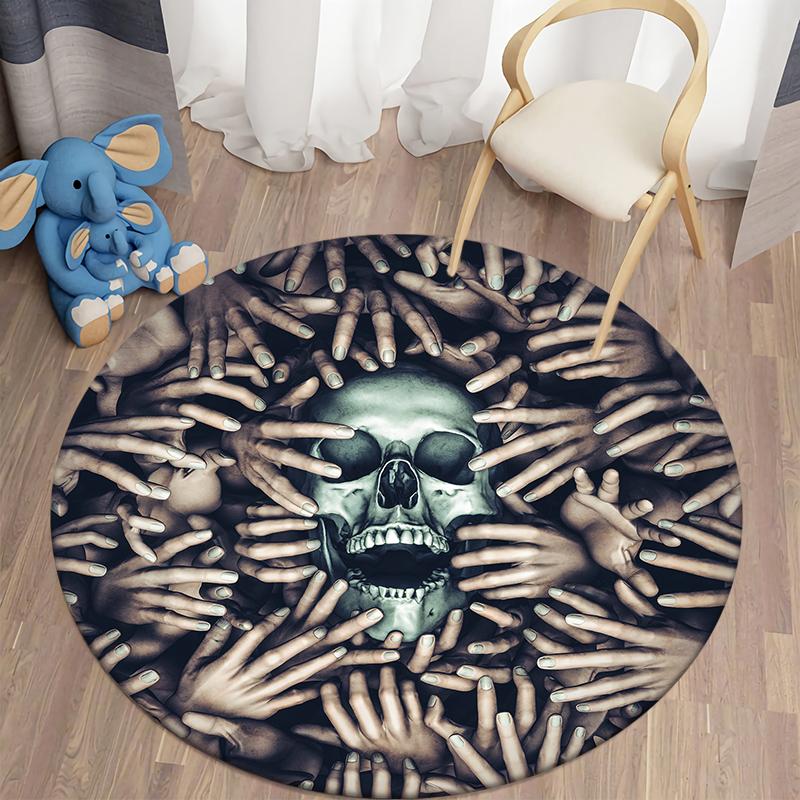 Skull Printed Round Carpet for Living Room Mat for Children Floor Rug Yoga Mat Bedroom E-sports Chair Mats Living Room Carpet