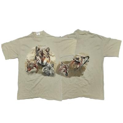 Wolves Wraparound Graphic Double Sided T-Shirt - "Naubinweay, MI" - Size Large Unisex T-Shirt