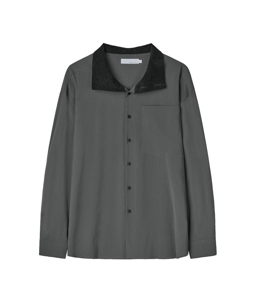 PARADIGMFILM [Ep.03] High-Neck Brushed Viscose Shirt (Charcoal)