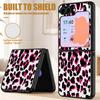Leopard Print Case For Samsung Z Flip 8 7 6 5 Luxury Leather Skin Hard Folding Phone Cover For Galaxy Z Flip8 Flip7 Flip6