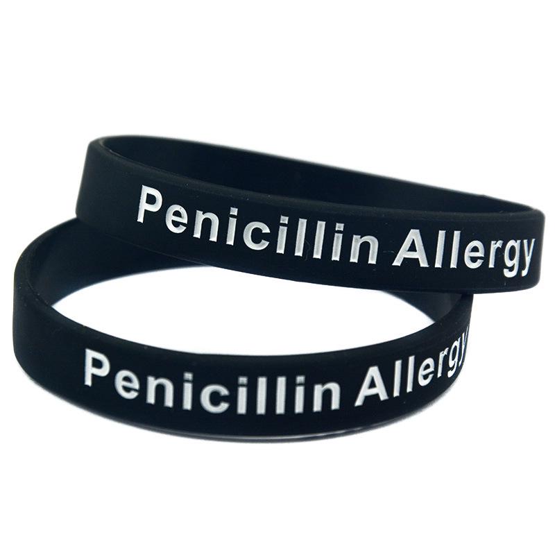 

Силиконовый спортивный браслет с предупреждением об аллергии на пенициллин чёрный