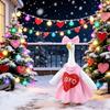Valentine's Day Goose Costume for 23 Inch Porch Goose Soft Pink Heart Design Goose Suit with Bow Outdoor Garden Lawn Decoration