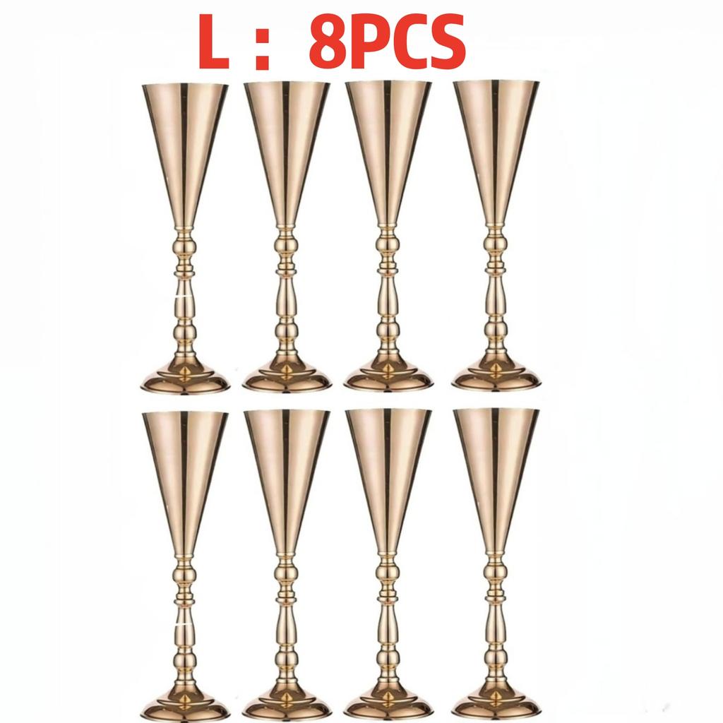 Gold Metal Trumpet Vase Stand Cone Flower Holder for Wedding Table Centerpiece, Party & Home Decor 3 Sizes Choose