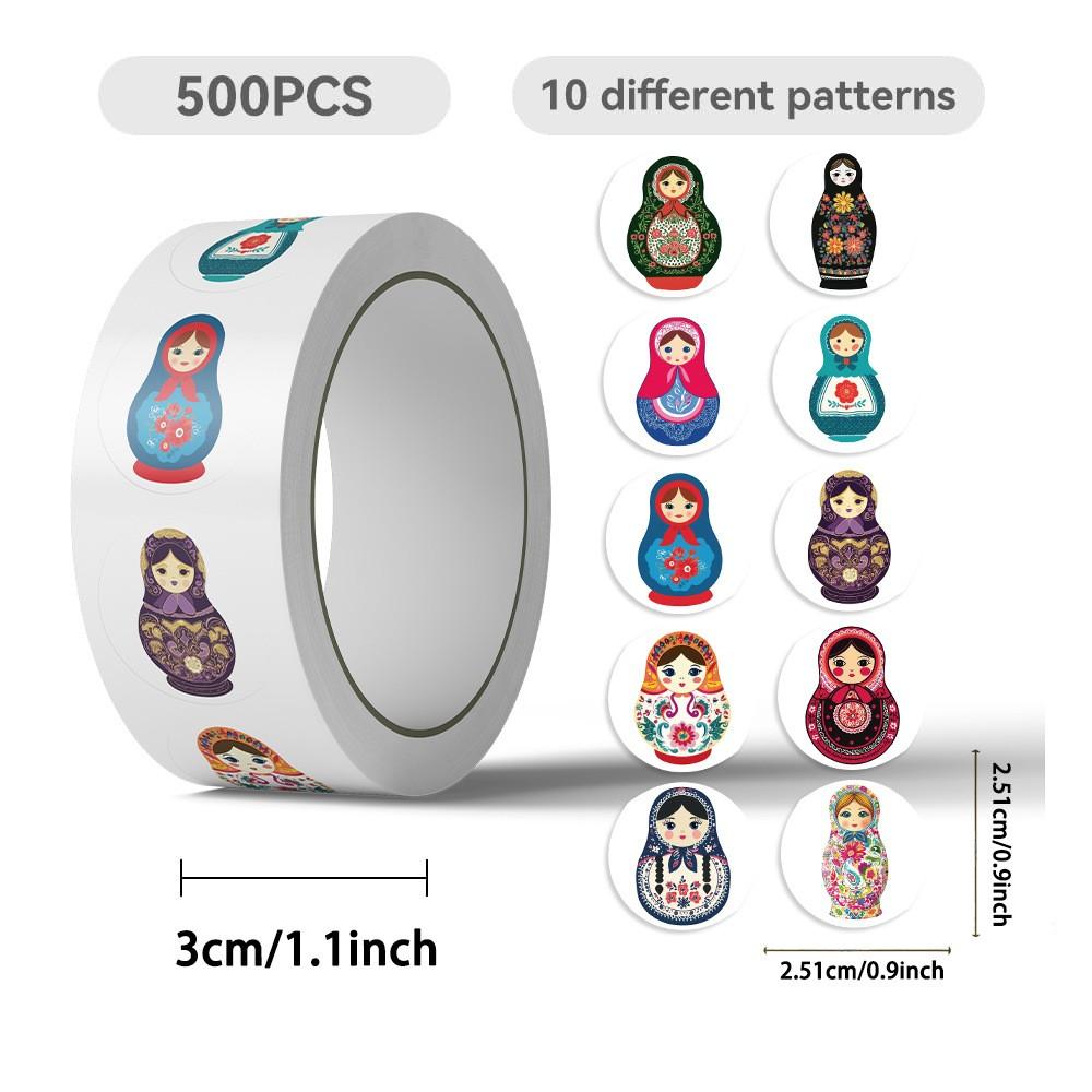 

500PCS/Roll Russian Nesting Doll Creative Graffiti Roll Stickers Cartoon Graffiti Decals DIY Scrapbook Laptop Suitcase Guitar