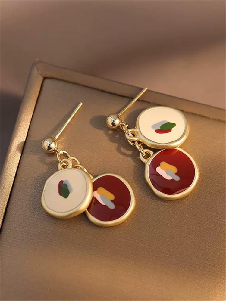 

Геометрический креативный дизайн, красочные милые серьги-подвески с каплями глазури для женщин и девушек, повседневная мода, французские серьги, ювелирные изделия, подарок