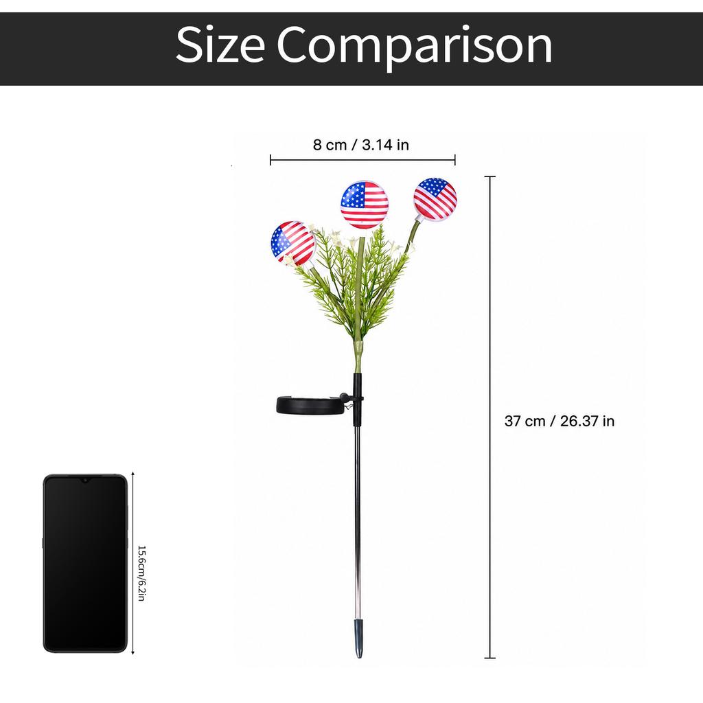 Solar Powered Outdoor Flag LED Garden Stake Light Waterproof Ground Spike with Three Flag Heads for Yard Pathway Decoration