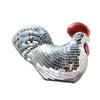 Ball Chicken Statue Figurine Disco Rooster Ornament Decoration Foam Glass Sparkling Appearance