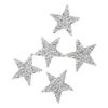 5 Pcs Star Iron On Patches 6cm Silver Resin Shiny Rhinestone Five Pointed Star Hot Melt Adhesive