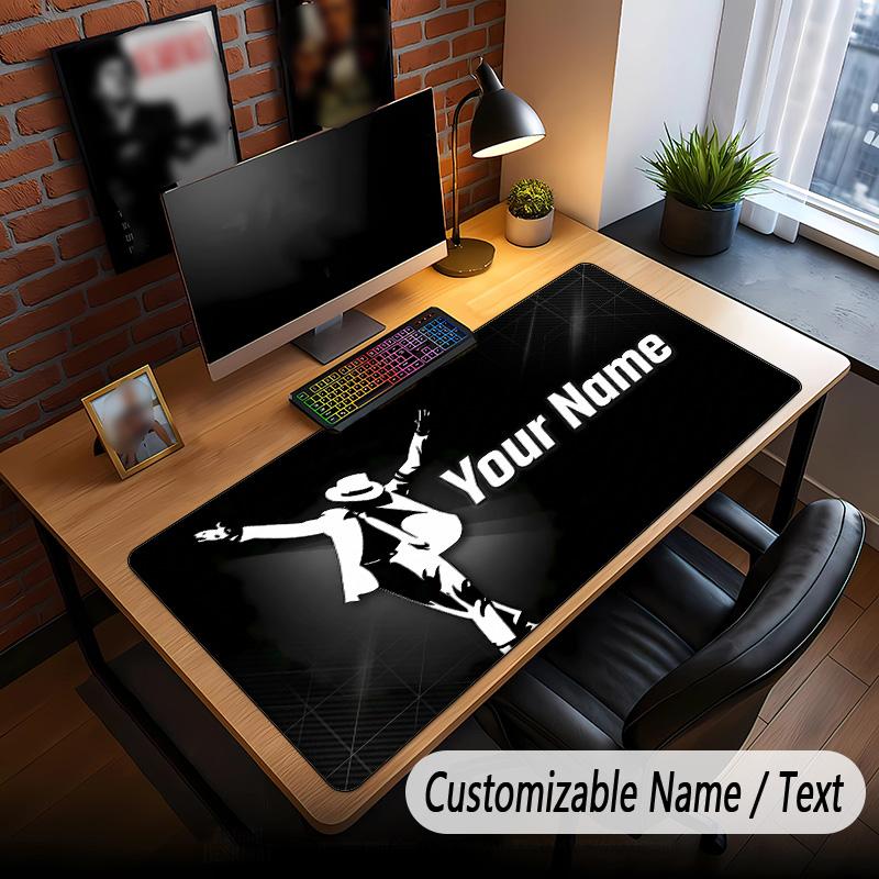 Large Mouse Pad Michael Jackson Print Custom Name Text Desk Mat for Office Gaming
