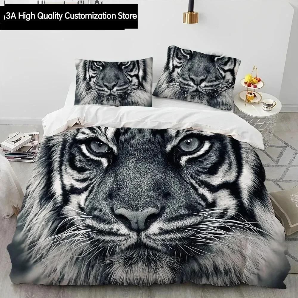 3D Print Tiger Leopard Wolf Animal Luxury Comforter Bedding SetDuvet Cover Bed Quilt Cover Pillowcase Queen Size Bedding Set