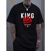European Size Men's "KING" Graphic T-Shirt -  Cotton, Breathable Crew Neck, Short Sleeve, Casual Summer Tee with Bold Print, Lightweight