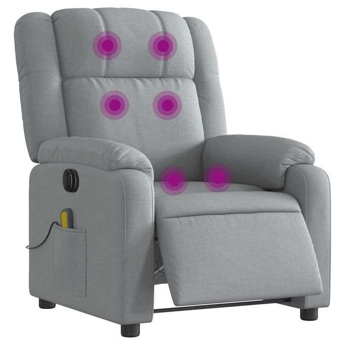 VidaXL Electric Reclining Massage Chair Light Grey Fabric 3205190