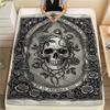 Skull Gothic Print Flannel Blanket, High Quality Comfortable for All Seasons, Home Decor, Warmth and Comfort, Perfect for Christmas Gifts102