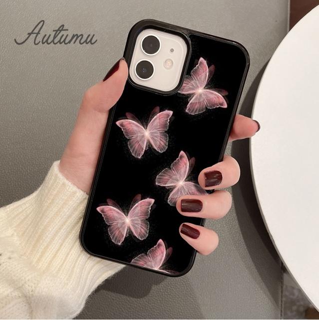 Cute Butterfly Flowers Phone Case for iPhone 11 12 13 14 Pro Max Mini X XR XS SE 2020 5 6S 7 8 Plus Samsung Galaxy S21 S22 Cover