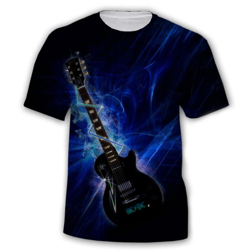 Summer Fashion Trend Rock Men's and Women's Guitars 3D Printed Guitar Print Personalized Comfortable Short Sleeved T-shirt