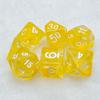 In-Stock Yellow Swirl Transparent Resin 7-Piece Dice Set for Tabletop RPGs