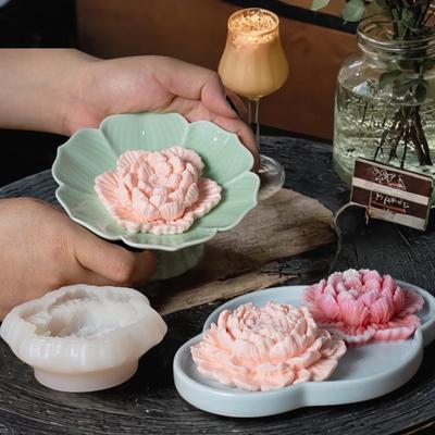 Peony Mousse Cake Silicone Mold Creative DIY Furong Flower Jelly Pastry Silicone Mold Aromatherapy Candle Decoration Mould