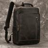 Retro Men's Crazy Horse Leather Backpack Laptop Backpack Leather Daypack Large Capacity Male Travel Backpack With USB Cable