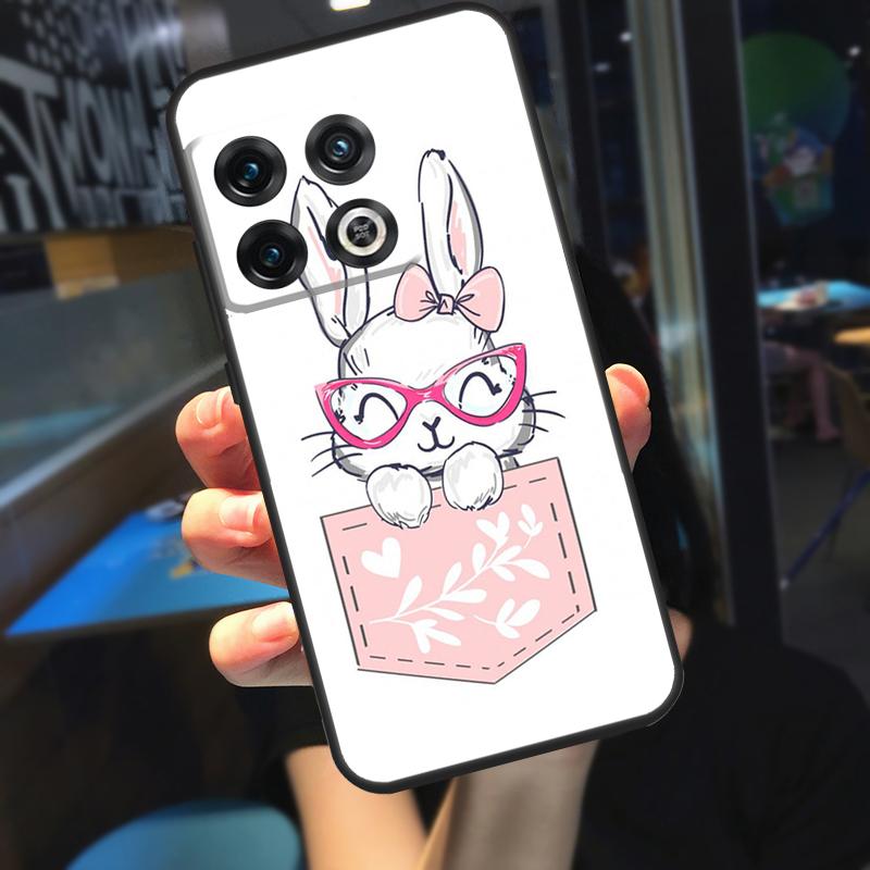 Cute Bunny Rabbit Funda For OnePlus 12R 13 R 12 11 9 10 Pro 8T 9RT 10T OnePlus Nord 4 CE 2 3 Lite N20 N30 Case