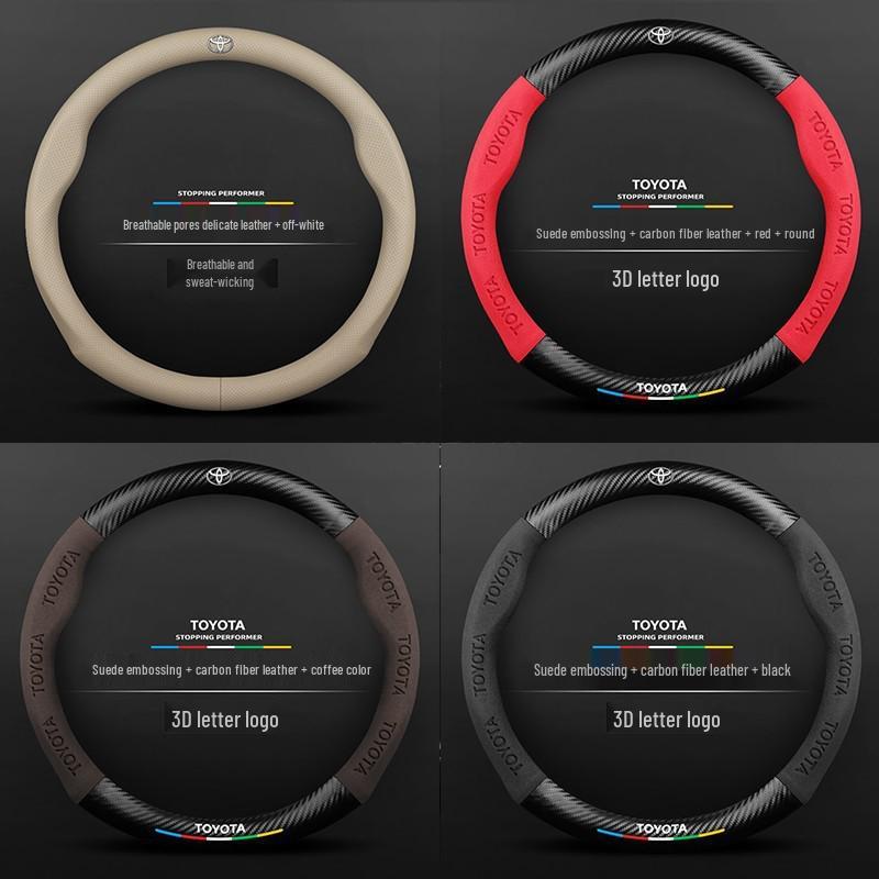 Toyota Suede Steering Wheel Cover for Highlander, Camry, Crown, Corolla, RAV4, Avalon, Levin