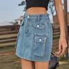 Women's Split Denim Skirt Cargo Denim Skirt Skirt