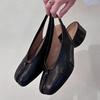 2026 Spring Summer Fashion Soft Leather Split Toe Women Pumps Casual Comfortable 3.5cm Low Heeled Slingbacks Ballet Shoes