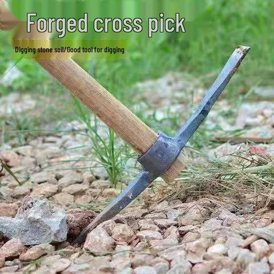 Durable Outdoor Pickaxe with Sturdy Oval Wooden Handle