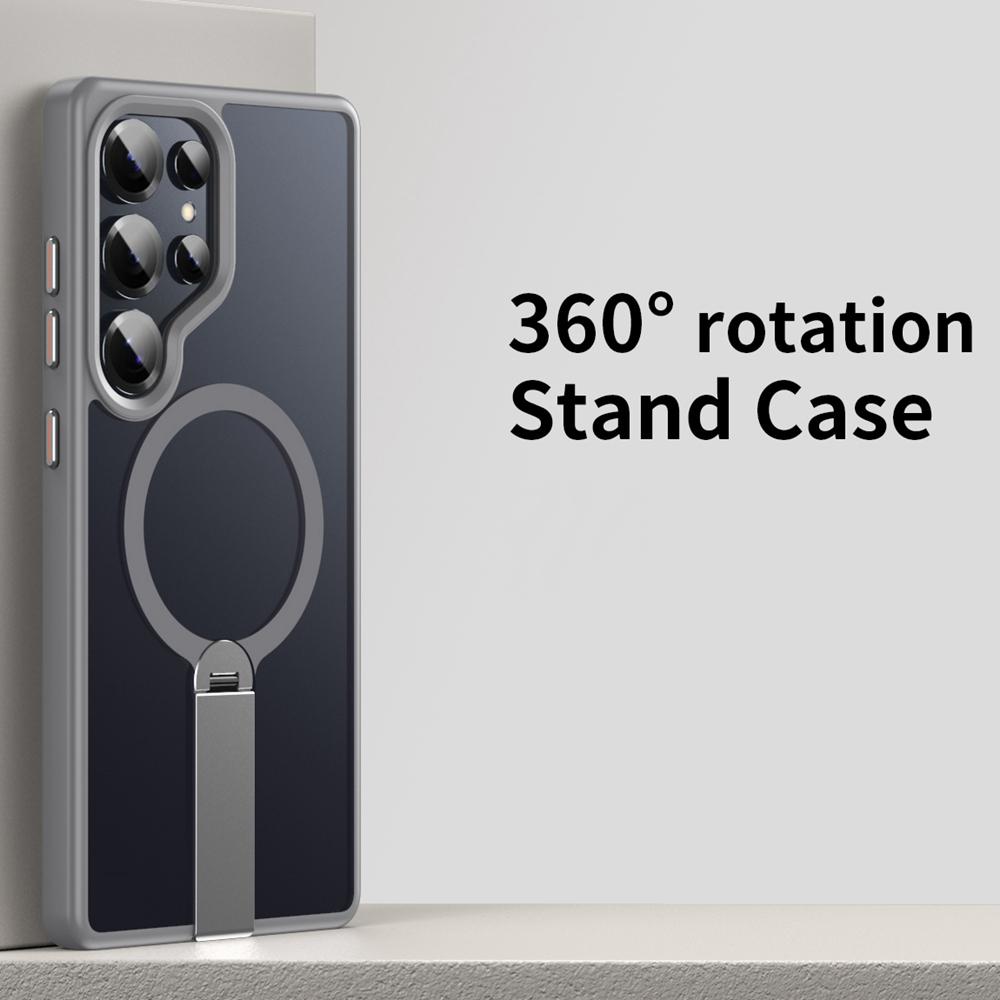 KEYSION 360 Hidden Metal Stand Magnetic Case for Magsafe for Samsung Galaxy S24 S25 Ultra S24+ S25+ Matte Shockproof Phone Cover