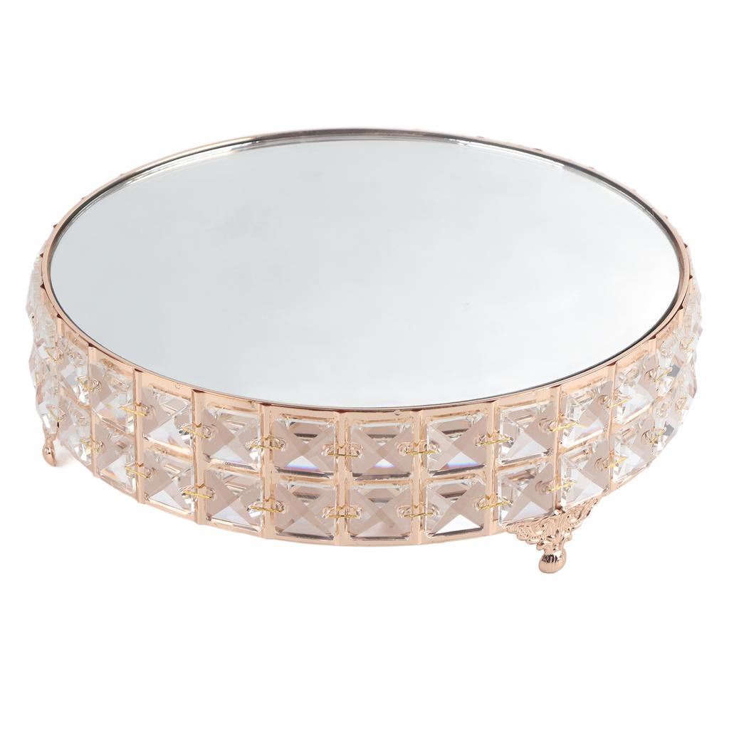 Crystal Mirror Cake Stand Holder Rack Wedding Dessert Cupcake Pan Cake Display Tray Table DecorRound