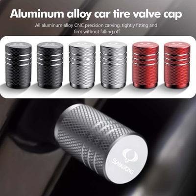 4pcs Car Tire Valve Stem Cover Aluminum Wheel Air Valve Cap For SsangYong Actyon Sport Korando Rexton Kyron Rodius Tivoli Musso