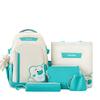Five-Piece Backpack Set Women's Bear Printed Backpack Student Color Contrast Schoolbag