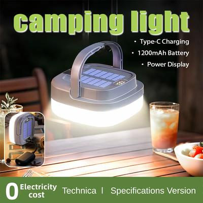 Digitalanzeige Solar Campinglampe 5 Modi Zoombar Typ C Schnellladung Überladeschutz 1000mAh für Garten Zelt Outdoor