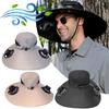 Summer Outdoor Solar Powered Sun Fan Hat for Men Women Wide Brim UV Protection Hat for Fishing and Hiking Battery Operated